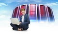 Composite image of businesswoman using laptop Royalty Free Stock Photo
