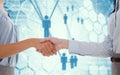 Composite image of businesswomen shaking hands Royalty Free Stock Photo