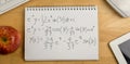 Composite image of calculations against black background Royalty Free Stock Photo