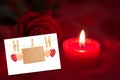 Composite image of candle with red rose Royalty Free Stock Photo