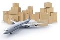 Composite image of cardboard boxes over white background Royalty Free Stock Photo