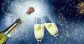 Composite image of champagne popping Royalty Free Stock Photo