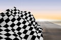 Composite image of checkered flag