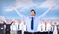 Composite image of cheering businessman with his arms raised up Royalty Free Stock Photo