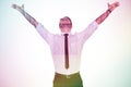 Composite image of cheering businessman with his arms raised up Royalty Free Stock Photo