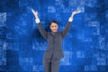 Composite image of cheering businesswoman Royalty Free Stock Photo