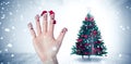 Composite image of christmas caroler fingers