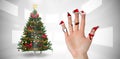 Composite image of christmas caroler fingers