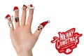 Composite image of christmas caroler fingers