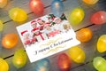 Composite image of christmas lights on table Royalty Free Stock Photo