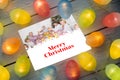 Composite image of christmas lights on table Royalty Free Stock Photo