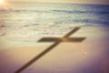 Composite image of close up of 3d wooden cross Royalty Free Stock Photo