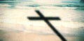 Composite image of close up of 3d wooden cross Royalty Free Stock Photo