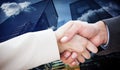 Composite image of close up on partners shaking hands Royalty Free Stock Photo