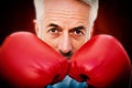 Composite image of close-up portrait of a determined senior boxer Royalty Free Stock Photo