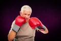 Composite image of close-up portrait of a determined senior boxer Royalty Free Stock Photo