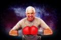 Composite image of close-up portrait of a determined senior boxer Royalty Free Stock Photo