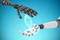 Composite image of close up of robotic hand