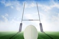 Composite image of close-up of rugby ball Royalty Free Stock Photo