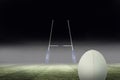 Composite image of close-up of rugby ball Royalty Free Stock Photo