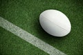 Composite image of close-up of rugby ball Royalty Free Stock Photo