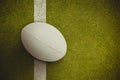 Composite image of close-up of rugby ball Royalty Free Stock Photo