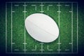 Composite image of close-up of rugby ball Royalty Free Stock Photo