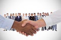 Composite image of close-up shot of a handshake Royalty Free Stock Photo