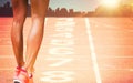 Composite image of close up of sporty legs Royalty Free Stock Photo