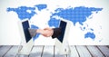 Composite image of close up of two businesspeople shaking their hands Royalty Free Stock Photo