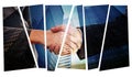 Composite image of close up of two businesspeople shaking their hands Royalty Free Stock Photo