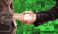 Composite image of close up of two businesspeople shaking their hands Royalty Free Stock Photo