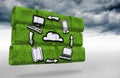 Composite image of cloud computing cycle on abstract screen