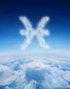 Composite image of cloud in shape of pisces star sign