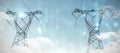 Composite image of clouds over binary coded screen Royalty Free Stock Photo