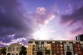 Composite image of colored houses against purple sky Royalty Free Stock Photo