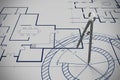 Composite image of composite of drawing compass Royalty Free Stock Photo