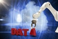 Composite image of composite image of robotic arm arranging data text 3d Royalty Free Stock Photo