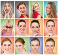 Composite image of composite image of smiling blonde natural beauty Royalty Free Stock Photo