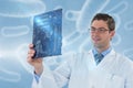 Composite image of computer engineer holding motherboard 3d Royalty Free Stock Photo