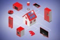 Composite image of computer generated image of home icon and appliances 3d Royalty Free Stock Photo