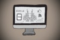 Composite image of computing and business doodles on computer screen