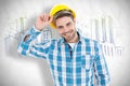 Composite image of confident male technicial wearing hard hat Royalty Free Stock Photo