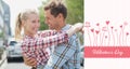 Composite image of couple in check shirts and denim hugging each other Royalty Free Stock Photo