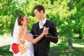 Composite image of couple dancing on wedding day Royalty Free Stock Photo