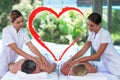 Composite image of a couple receiving a massage