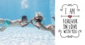 Composite image of cute couple kissing underwater in the swimming pool Royalty Free Stock Photo