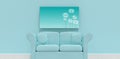 Composite image of 3d illustration of blue sofa with cushions Royalty Free Stock Photo