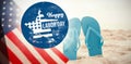 Composite image of digital composite image of happy labor day text on blue poster Royalty Free Stock Photo