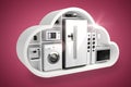 Composite image of digital composite image of home appliances in cloud 3d Royalty Free Stock Photo